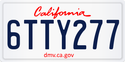 CA license plate 6TTY277