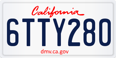 CA license plate 6TTY280