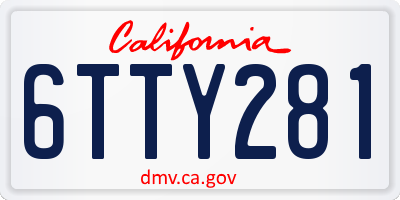 CA license plate 6TTY281