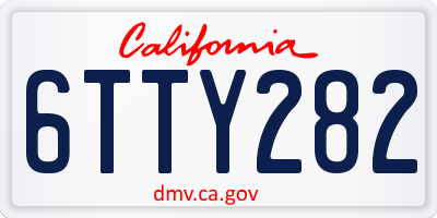 CA license plate 6TTY282