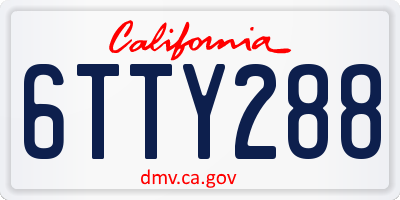 CA license plate 6TTY288
