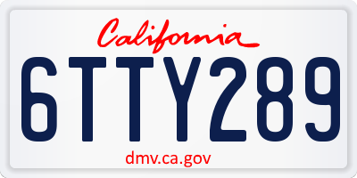CA license plate 6TTY289