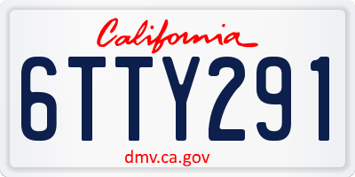 CA license plate 6TTY291
