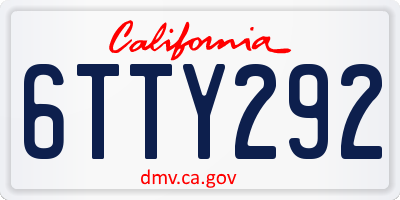 CA license plate 6TTY292