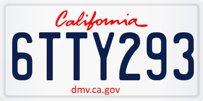 CA license plate 6TTY293