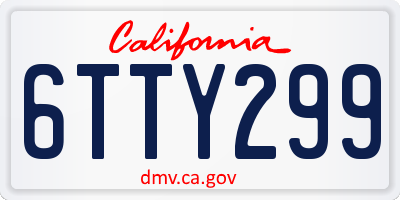 CA license plate 6TTY299