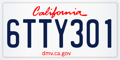 CA license plate 6TTY301