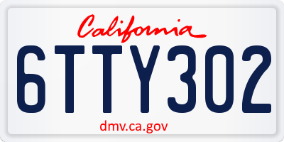 CA license plate 6TTY302