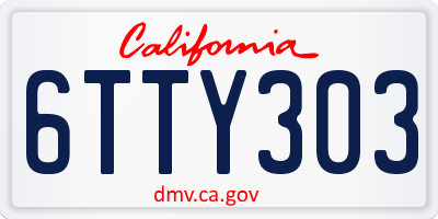 CA license plate 6TTY303
