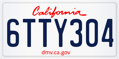 CA license plate 6TTY304
