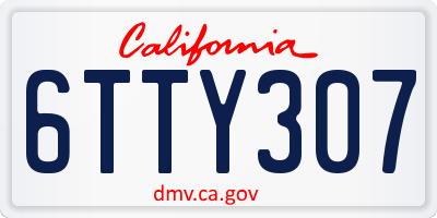 CA license plate 6TTY307