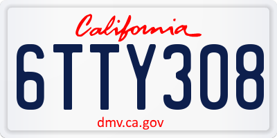 CA license plate 6TTY308