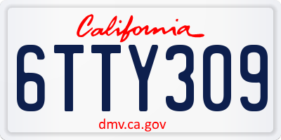 CA license plate 6TTY309