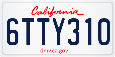CA license plate 6TTY310