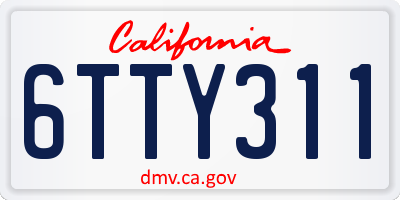 CA license plate 6TTY311