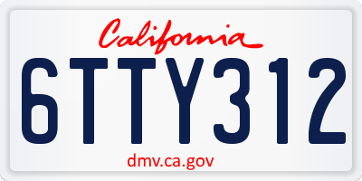 CA license plate 6TTY312