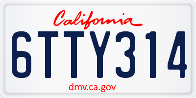 CA license plate 6TTY314