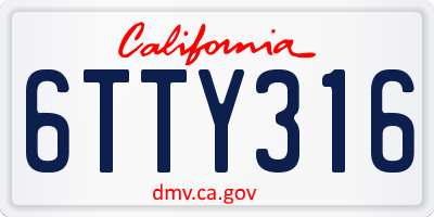 CA license plate 6TTY316