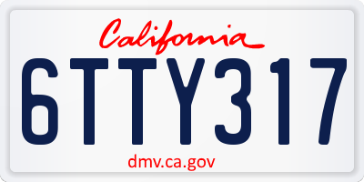 CA license plate 6TTY317