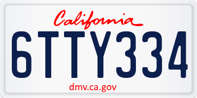 CA license plate 6TTY334