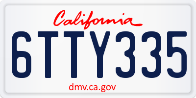 CA license plate 6TTY335