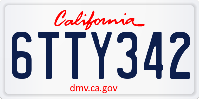 CA license plate 6TTY342