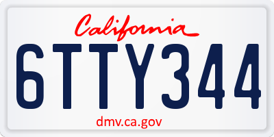 CA license plate 6TTY344