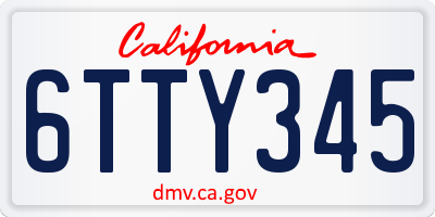 CA license plate 6TTY345