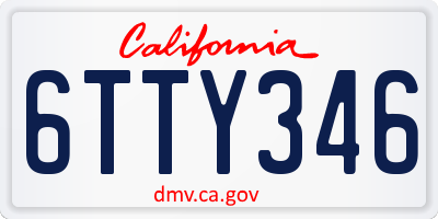 CA license plate 6TTY346