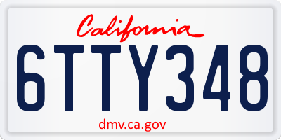 CA license plate 6TTY348