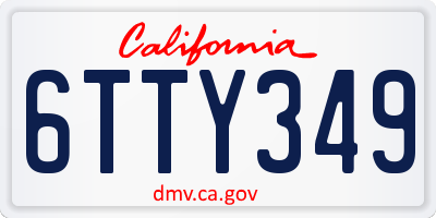 CA license plate 6TTY349