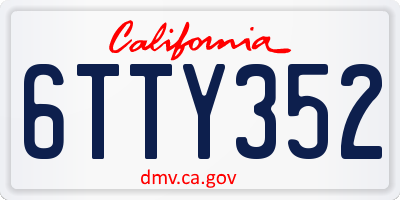 CA license plate 6TTY352