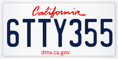 CA license plate 6TTY355