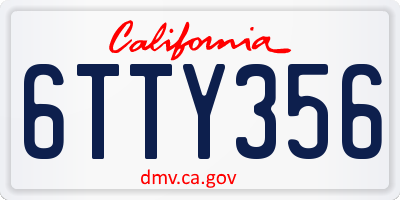 CA license plate 6TTY356