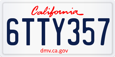 CA license plate 6TTY357