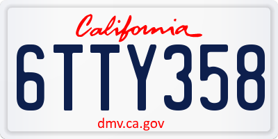 CA license plate 6TTY358
