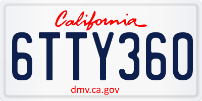 CA license plate 6TTY360