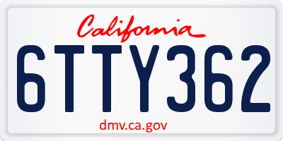 CA license plate 6TTY362