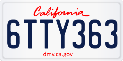 CA license plate 6TTY363