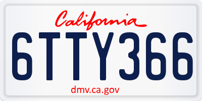 CA license plate 6TTY366