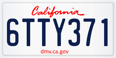 CA license plate 6TTY371