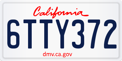 CA license plate 6TTY372