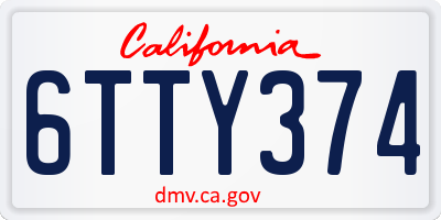 CA license plate 6TTY374