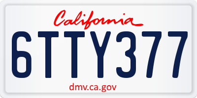 CA license plate 6TTY377