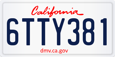CA license plate 6TTY381
