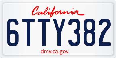CA license plate 6TTY382
