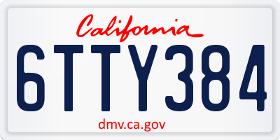 CA license plate 6TTY384
