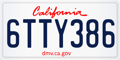 CA license plate 6TTY386