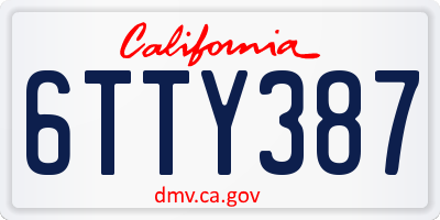 CA license plate 6TTY387