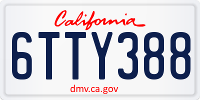 CA license plate 6TTY388